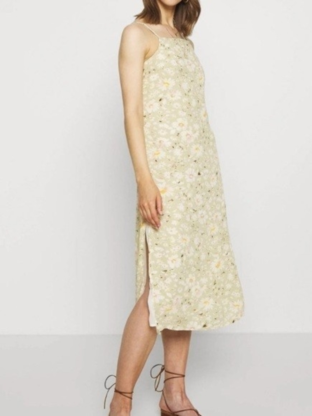 American Eagle Outfitters Light Sage Floral Midi Slip Dress